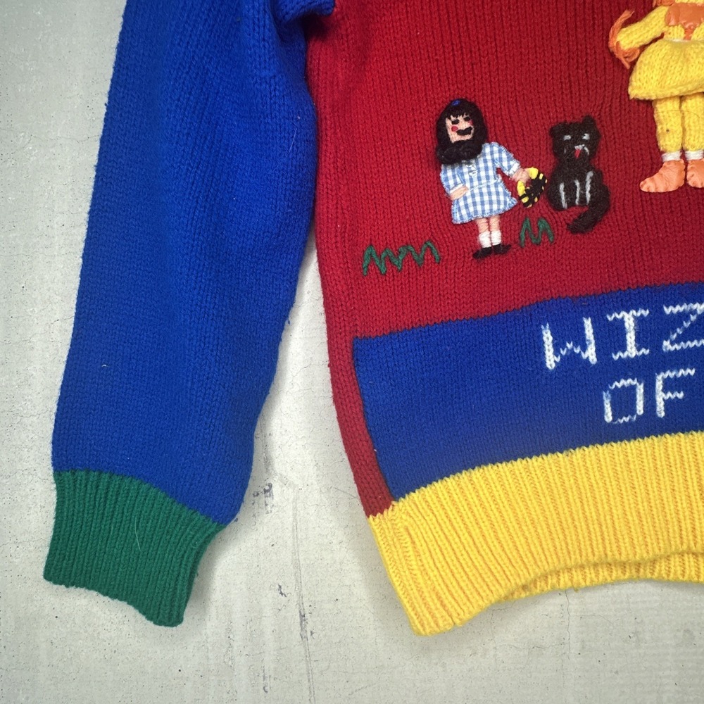 Vintage 1988 Harlequin Designs Wizard of Oz Colorblock Kids Sweater | Tag Sz: 6 - Picture 5 of 10